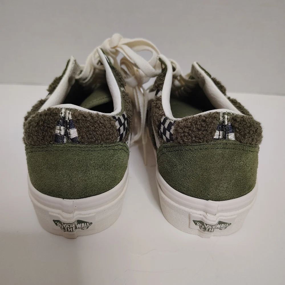 Vans Old Skool Suede Check Loden Green Skateboard Tufted Shoes Size M5/W 6.5 NEW